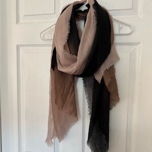 Chic Black and Brown Frayed Scarf